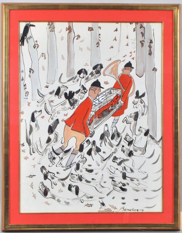 Ludwig Bemelmans, Fox Hunt Scene W/P (1 of 4)
