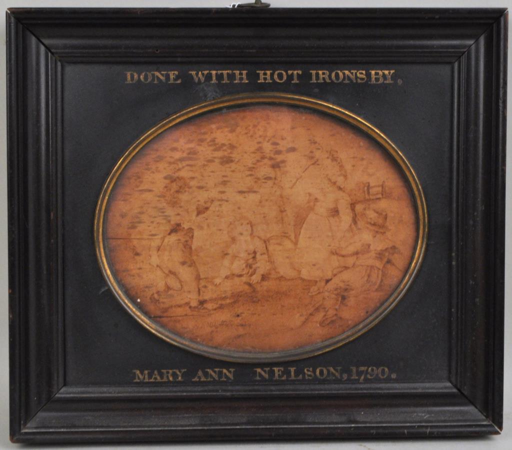 18th C. Framed Pyrography Picture (1 of 3)