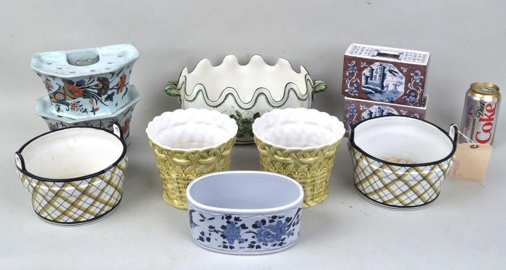 Estate Group Pottery & Porcelain Cache Pots (1 of 4)