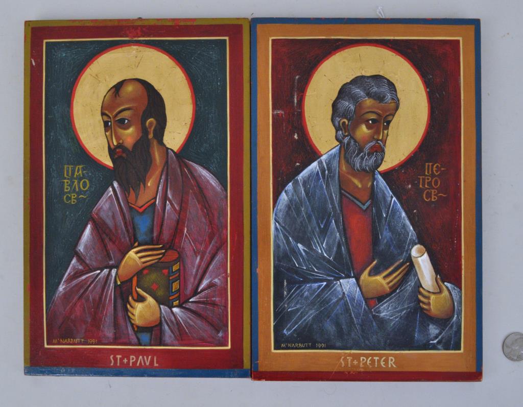 Pair Contemporary Polish Byzantine Style Icons (1 of 2)