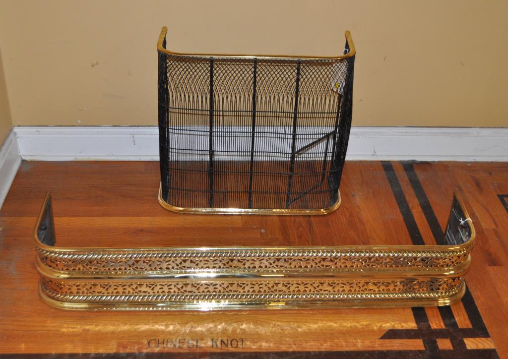 Two Antique English Brass Fire Fenders (1 of 3)