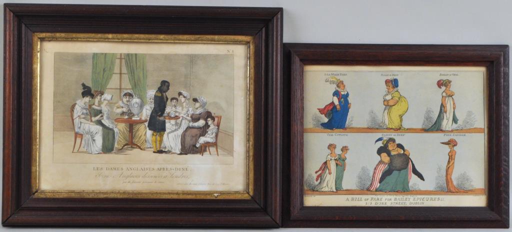 Two Framed Satirical Engravings of Women (1 of 3)