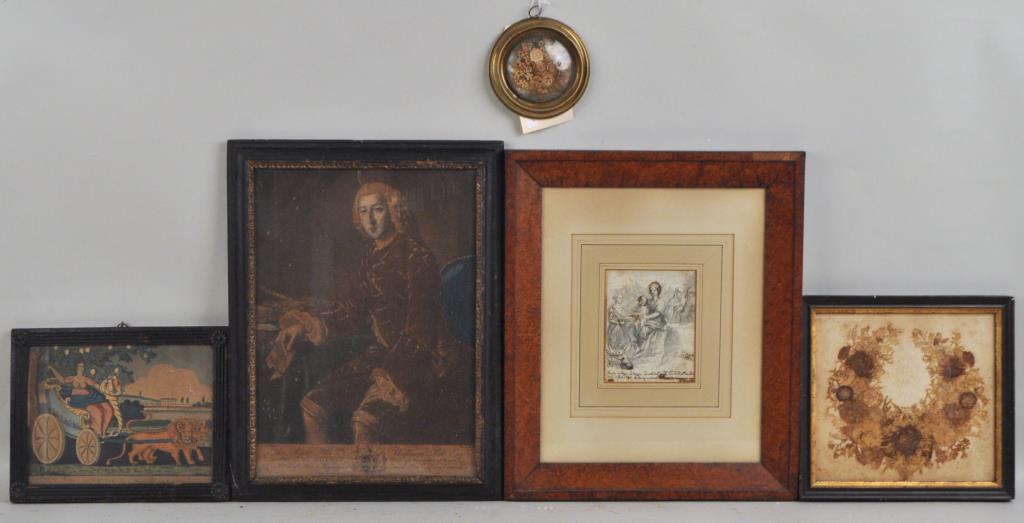 Two 19th C. Framed  Floral Groups, Three Prints (1 of 6)
