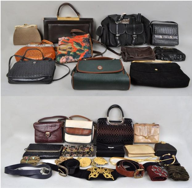 Group Twenty Vintage Handbags, Ten Belts (1 of 1)