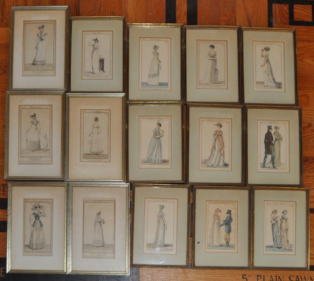 Group 15 French Hand Colored Fashion Prints (1 of 8)
