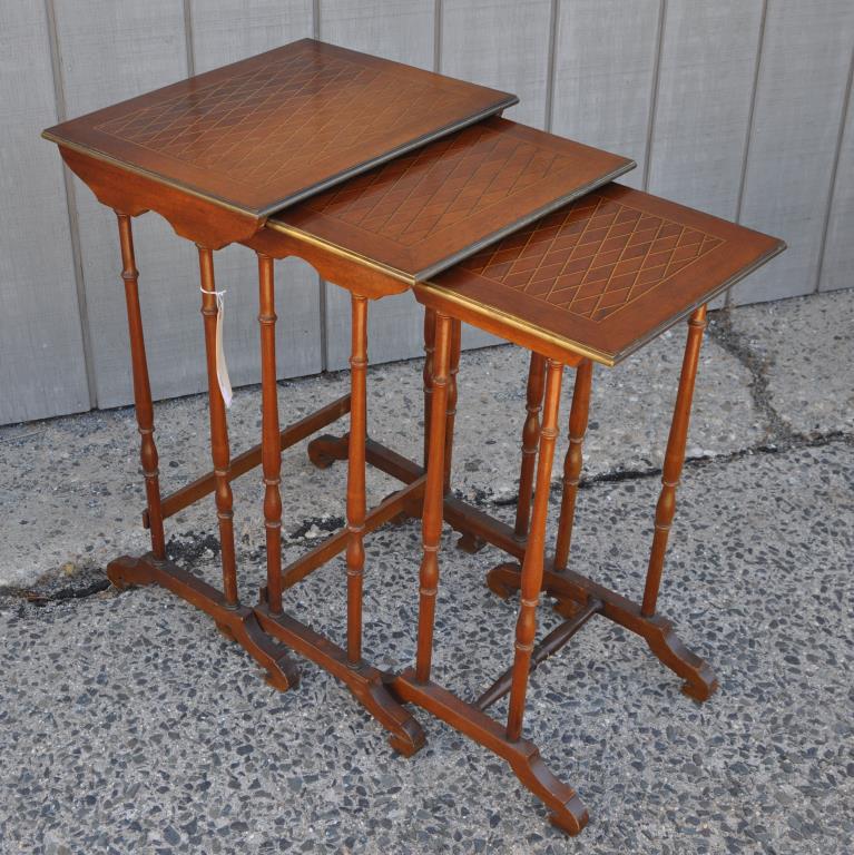 Nest Three Regency Style Inlaid Mahogany Tables (1 of 3)