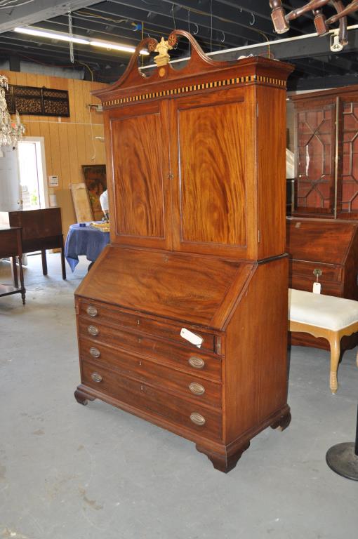 American Pediment Top Inlaid Secretary Desk (1 of 6)