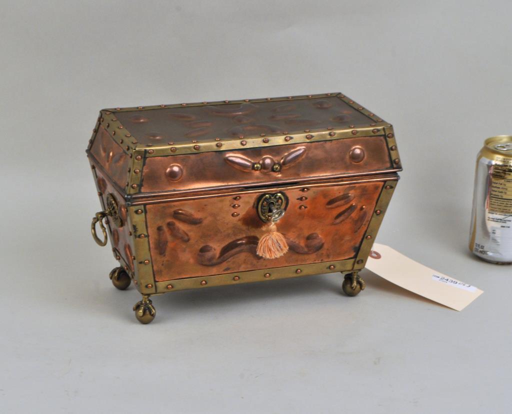 Copper/Brass Repousse Casket Form Box (1 of 3)