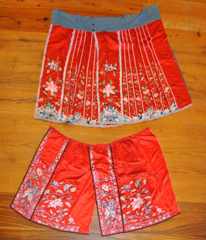 Two Chinese Embroidered Silk Skirts (1 of 5)