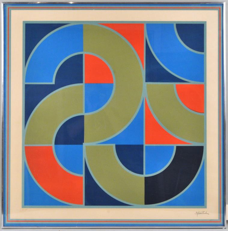 Pop Art Color Lithograph, Signed: indistinctly in the lower margin, numbered "6/15." Framed, not examined out of frame. Frame size: 34" high, 34" wide.