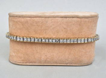 14K Gold & Princess Cut Diamond Bracelet