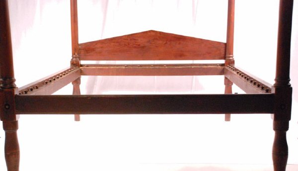 Philadelphia Chippendale Four Poster Bed: Chippendale four poster bed, Late 18th C., with a warm old surface finish. Made of pine. A couple of replaced well nuts, age cracks, dings, dents, and surface wear, age usage. 54" to outside of posts,