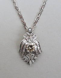 18K White Gold & Diamond Pendant/14K Gold Chain