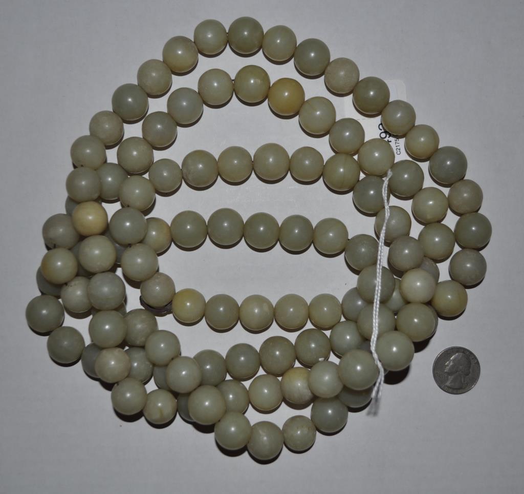 Long Strand Large Chinese Jade/Hardstone Beads: 11/16" diameter, total length 75". We offer in-house packing and shipping of this item to an address in the United States for $45.00 via USPS Priority Mail. The price includes insurance up to $5,000.0