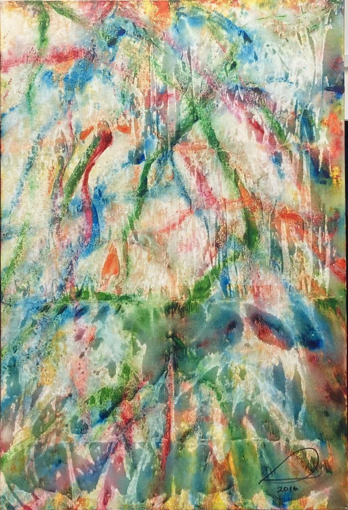 S. Lindwasser, A/C Abstract Composition: Stanley Lindwasser (Am. 1947-2020) acrylic on canvas, unframed, signed and dated 2016 lower right, numbered "76" verso. 36" high, 24" wide. Lindwasser was a prolific artist for over 35 years with an e