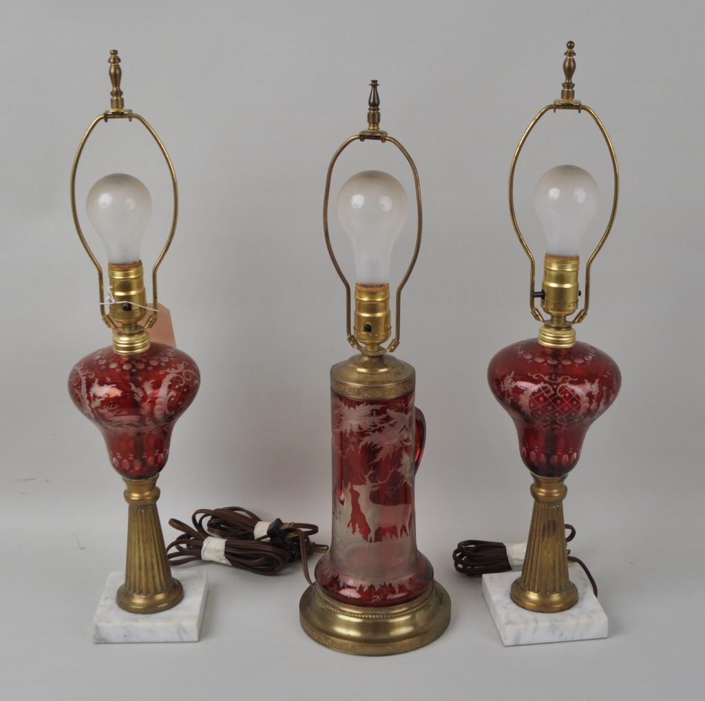 Three Ruby Cut to Clear Lamps (1 of 4)