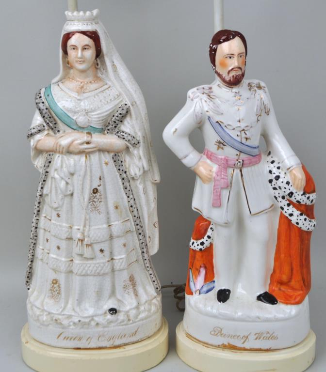 Pair Staffordshire Figures, As Lamps (1 of 7)