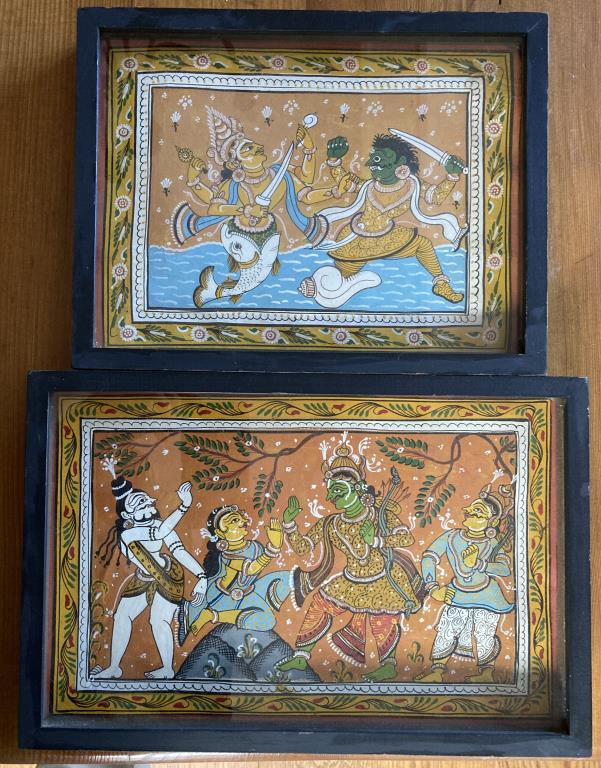 Two Indian Paintings in Shadow Box Frames (1 of 5)