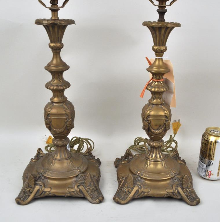 Pair European Brass Altar Style Candlesticks (1 of 5)