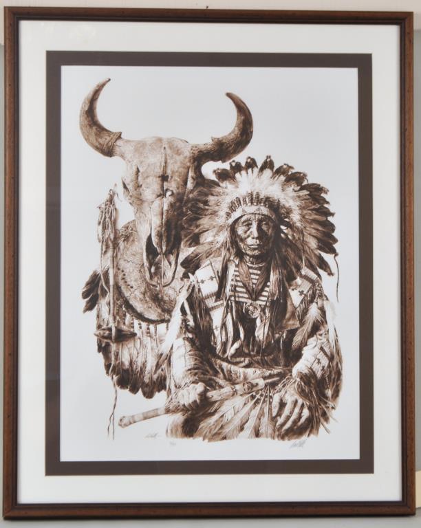 Paul Calle Signed Litho Native American Chief (1 of 4)