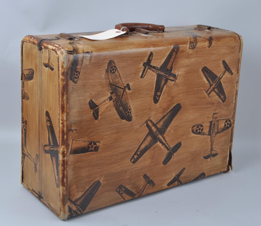 Vintage Aviation Themed Decorated Suitcase (1 of 5)