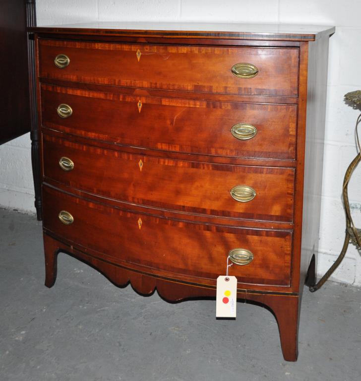 Am. Hepplewhite Inlaid Cherry Swell Front Chest (1 of 7)