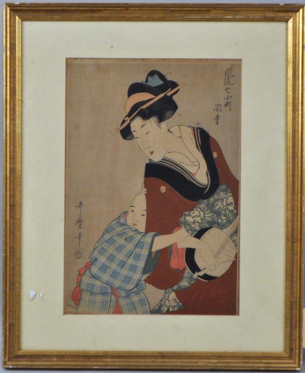 Japanese Woodblock Print, Kitagawa Utamaro (1 of 4)
