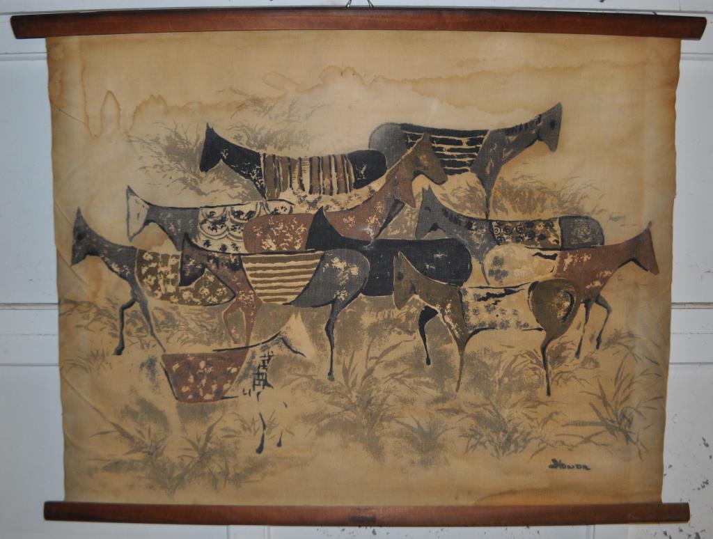 20th C. Scroll Painting - Wild Horses (1 of 3)