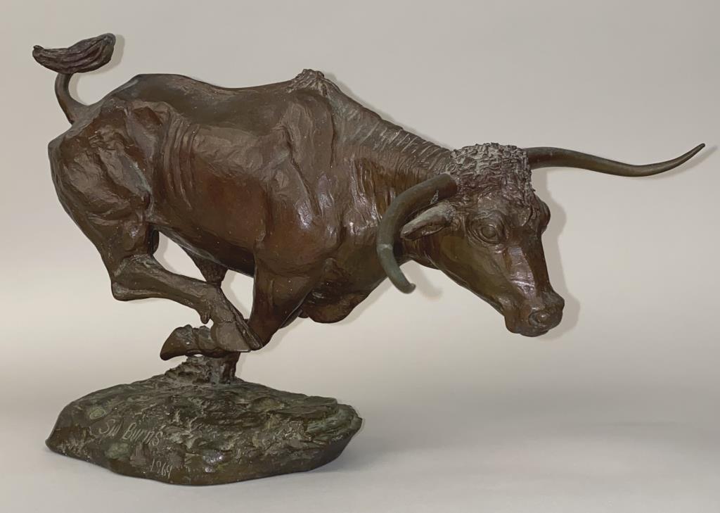 Sid Burns, "Hightailin" Bronze Bull Sculpture (1 of 6)
