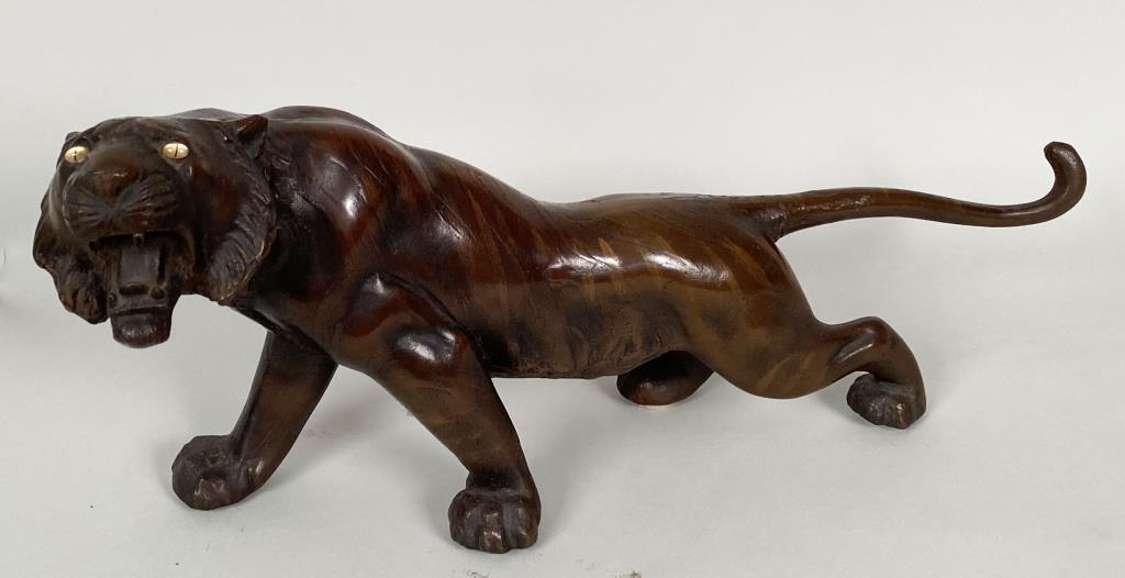 Asian Style Metal TIger Figure, Glass Eyes (1 of 5)