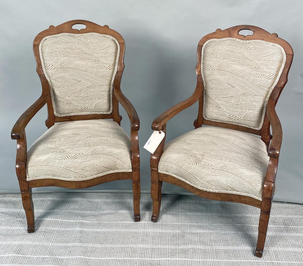 Pair French Provincial Walnut Armchairs (1 of 6)