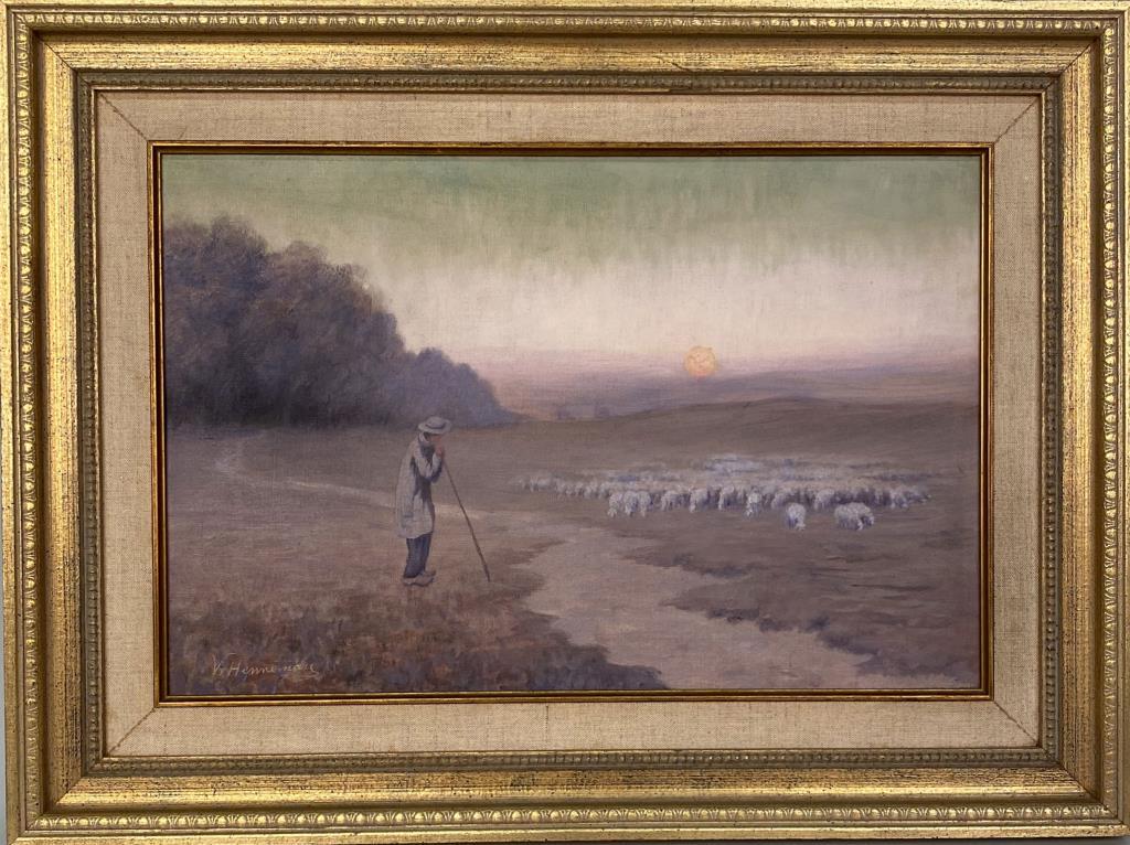Framed Pastoral Scene O/C Signed V. Henneman (1 of 4)