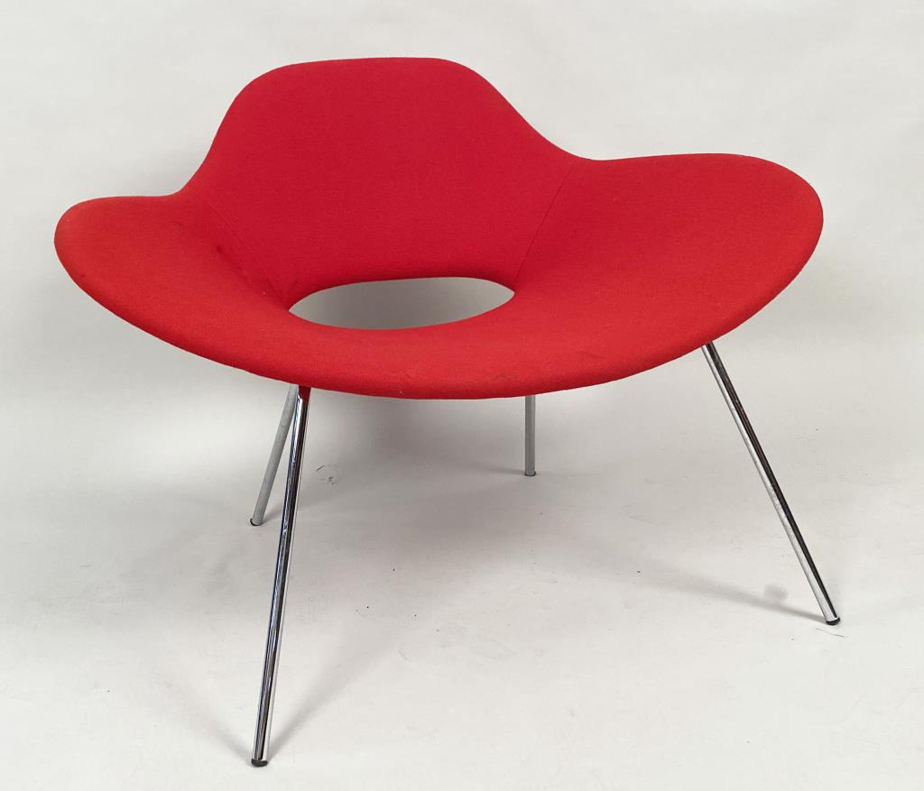 MCM Upholstered Chrome Base Lounge Chair (1 of 5)