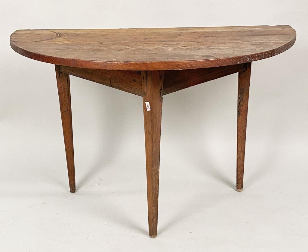 American Country Rustic Pine Demilune Side Table