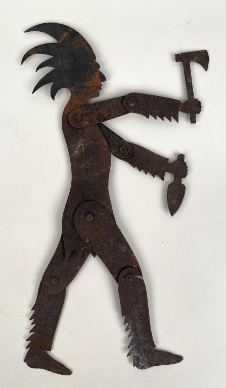 Folk Art Metal Jointed Native American Figure (1 of 2)