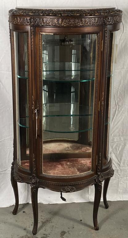 Vintage Carved French Style Demilune Vitrine (1 of 6)