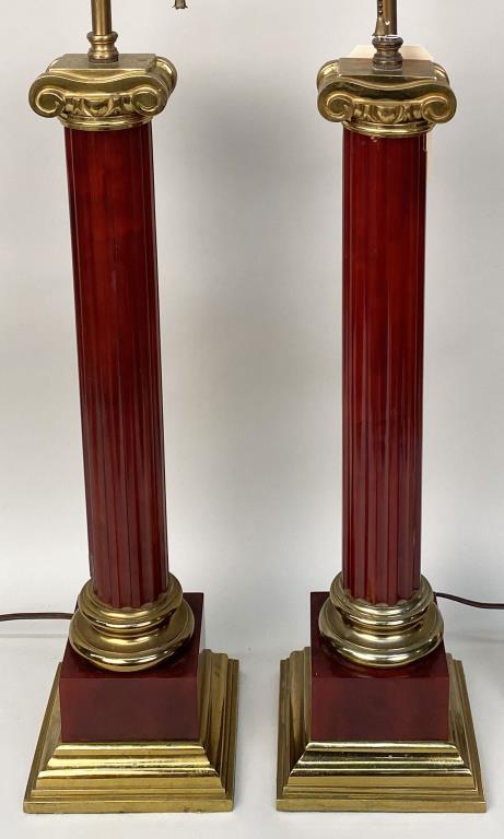 Pair Classical Form Fluted Column Lamps/Shades (1 of 7)