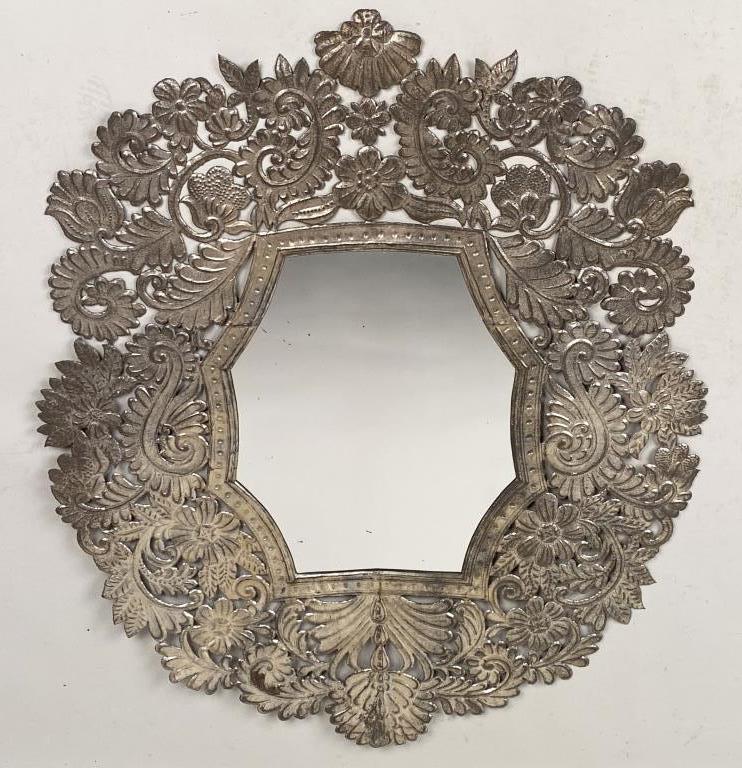 Decorative Foliate Sheet Metal Mirror (1 of 3)