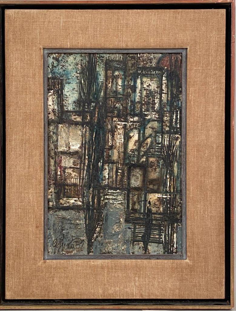 Framed MCM Abstract Citiscape O/B (1 of 3)