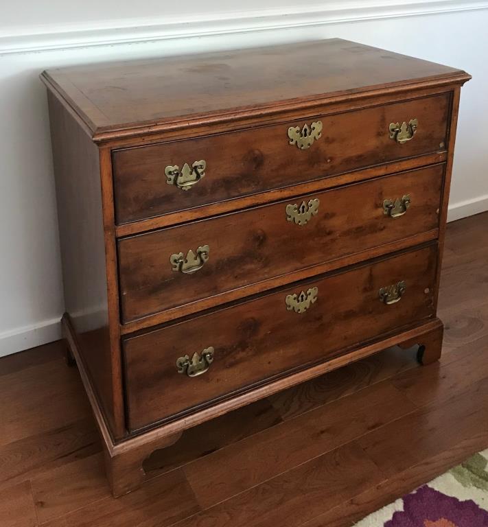 Chippendale Style Yew Wood Three Drawer Chest (1 of 5)