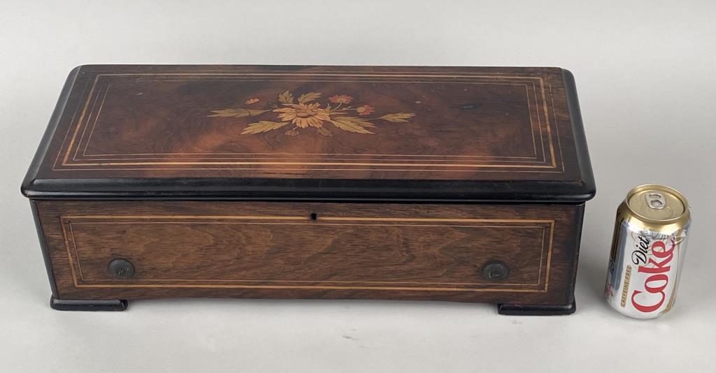 Antique Swiss Burl & Inlaid Music Box (1 of 7)