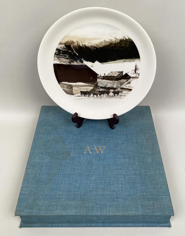 Georg Jensen, Andrew Wyeth Plate: signed, numbered 88/271, with case. Plate: 10 3/4" diameter. Box with wear.