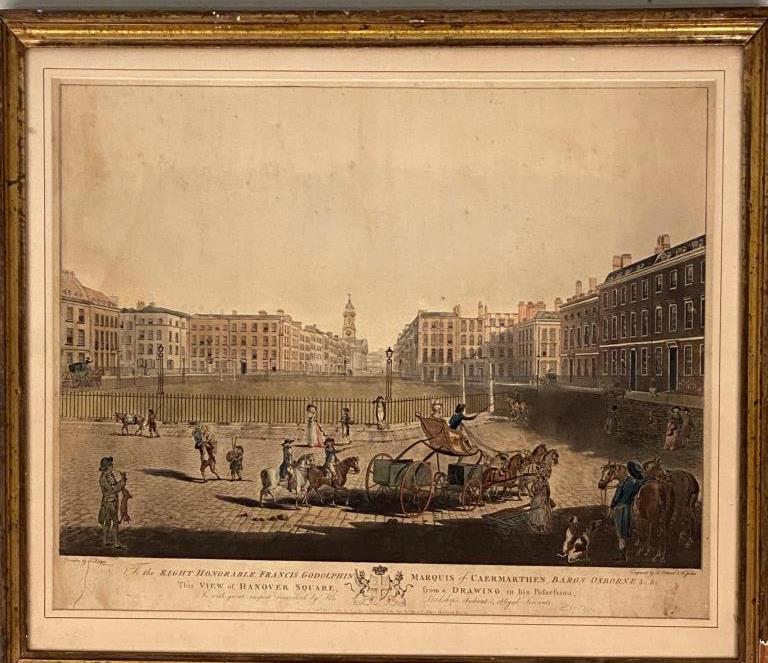 English Colored Engraving, Hanover Square (1 of 4)