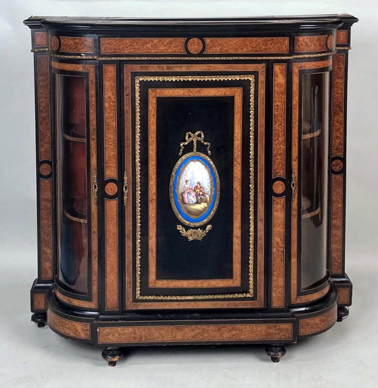 French Napoleon III Ebonized Brass Mounted Cabinet (1 of 13)