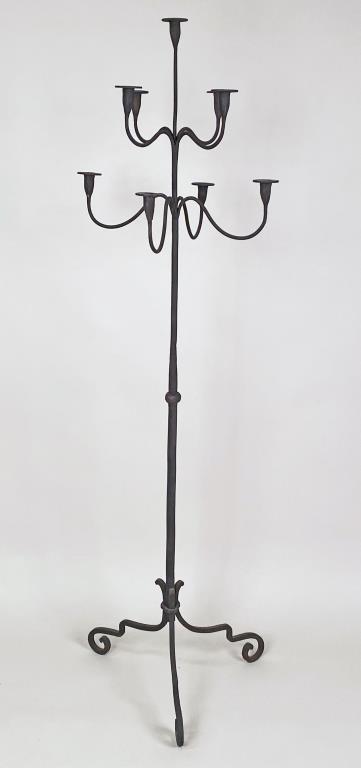 Interesting Wrought Iron Nine Light Torchiere (1 of 3)