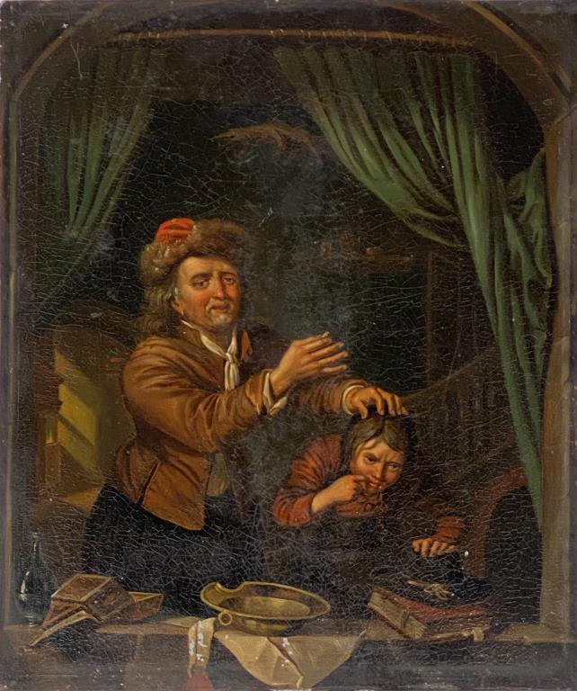 Dutch School, Oil/Tin 'The Dentist" (1 of 4)