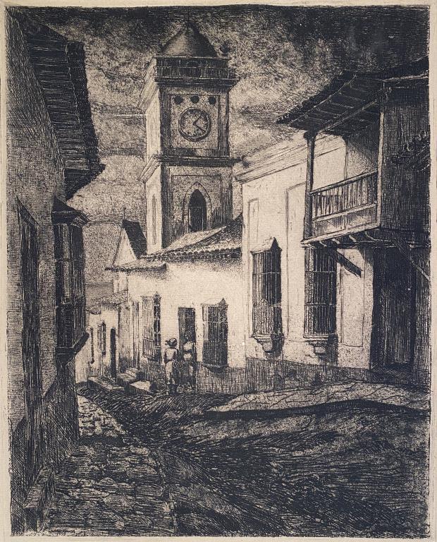 Pedro Angel Gonzalez Etching, City Scene (1 of 4)