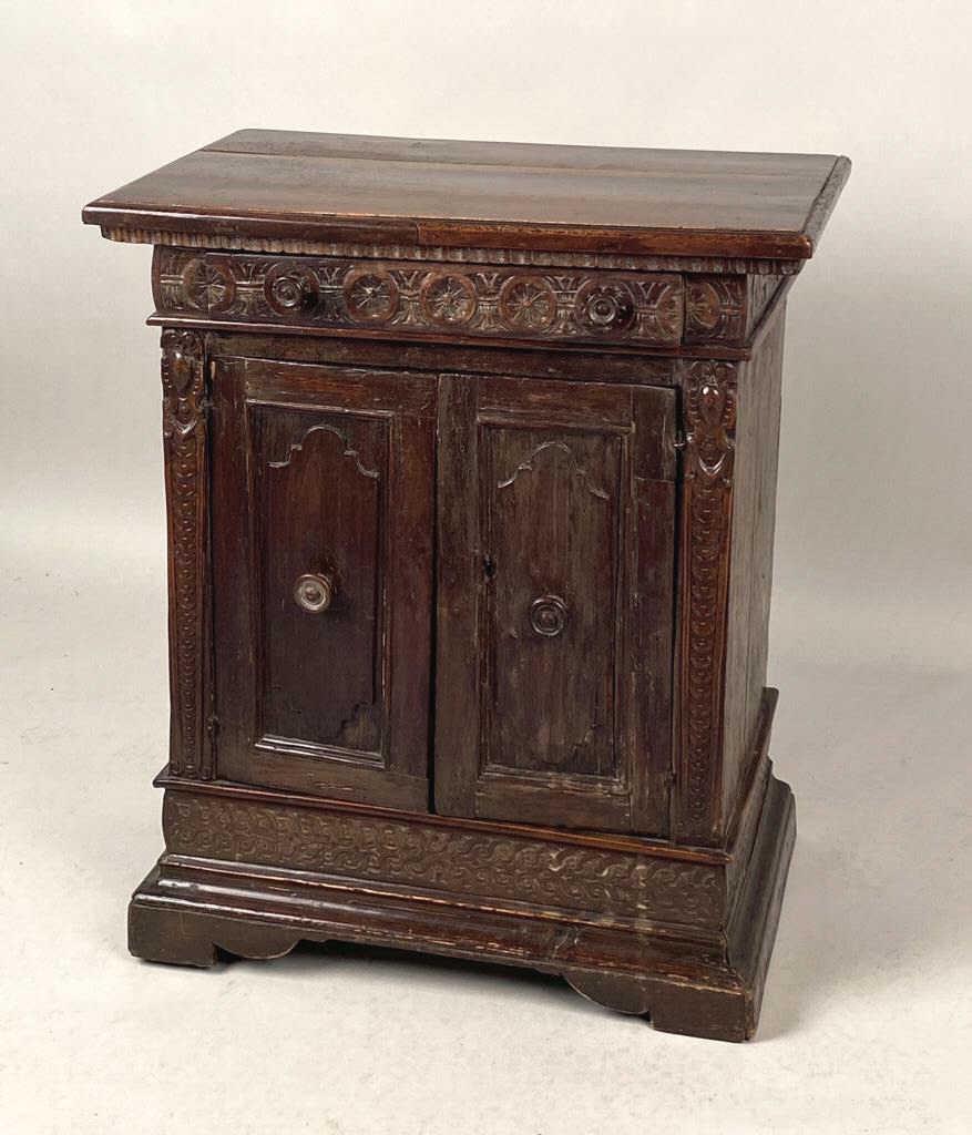 Early Italian Baroque Carved Walnut Cabinet (1 of 8)