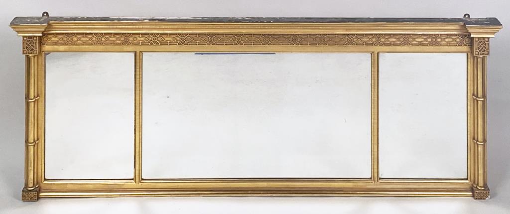 Sheraton Style Gilt Overmantle Mirror (1 of 5)