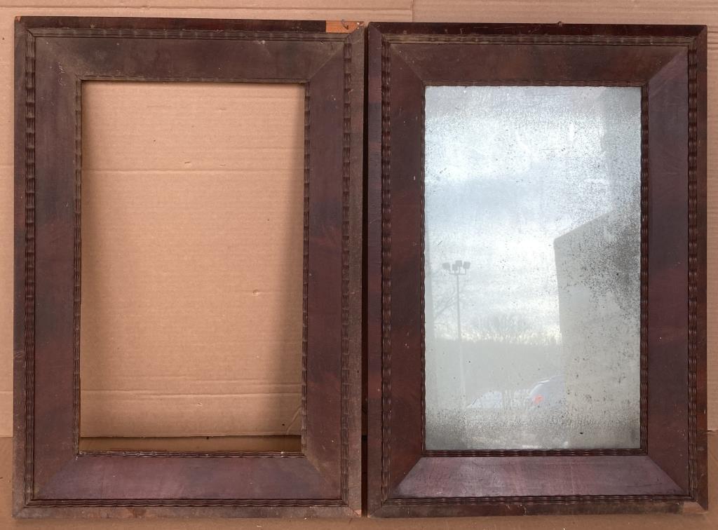 Pair Antique Ripple Molded Mahogany Veneer Frames (1 of 3)